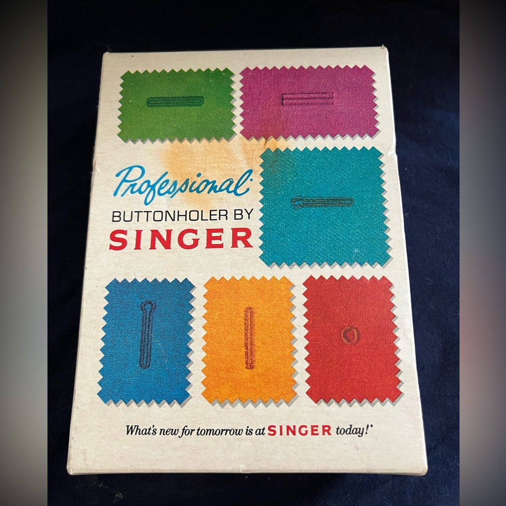 Vintage Singer professional buttonholer.  I’m original box.  Like new.
